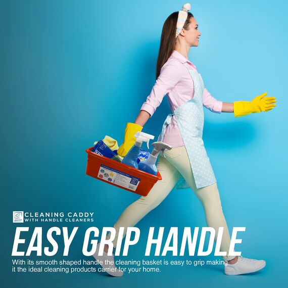 Aufbewahrungskorb mit Griff, ideal unter der Küchenspüle, für Reinigungsmittel, als Werzeugaufbewahrung Rot, 2 Stück