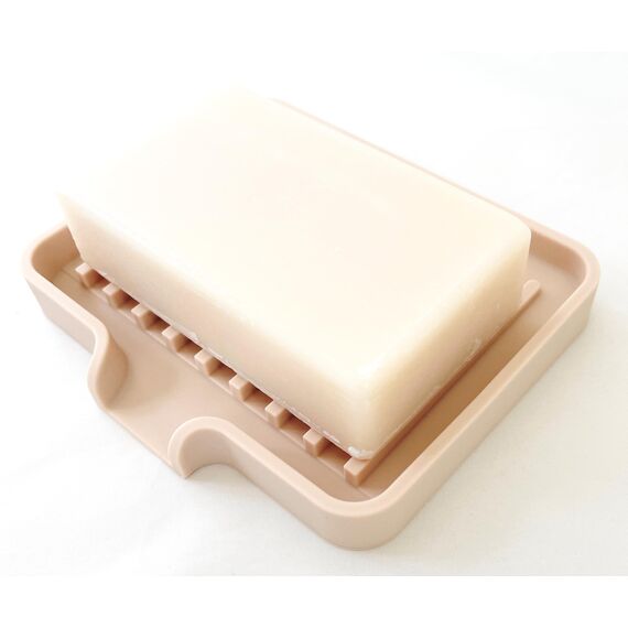 Happitasa Silikon-Seifenschale und Schwammhalter mit Abfluss-Chute, 2 Stück (Sand-Dollar, 13 x 10 cm)