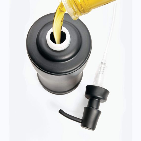 iDesign, hoher Seifenspender Olivia aus Metall, 237 ml Fassungsvermögen, für Bad, Küchenspüle, Waschtisch, matt schwarz