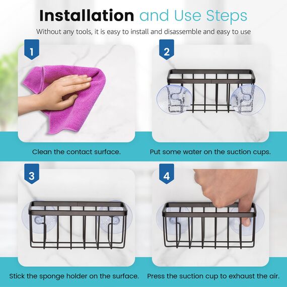 HLOOL Küchenschwammhalter, Schwammhalter für Küchenspüle, Spülbecken-Caddy (Bronze)