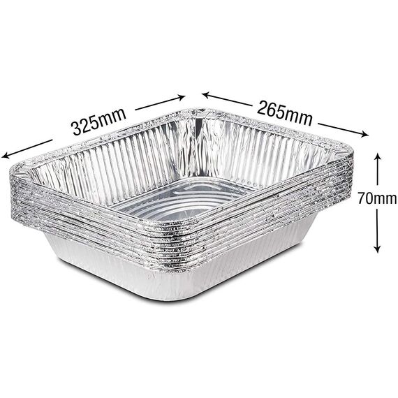 Caterserve Große Einwegschalen aus Aluminiumfolie, Behälter & Foliendeckel zum Backen, Braten, Kochen, Lebensmittelaufbewahrung und mehr, Pfanne, 32 x 26 cm, 10 Stück