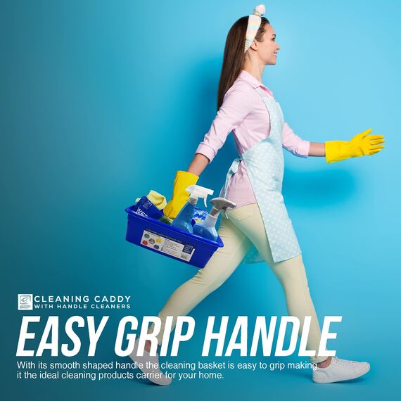 Aufbewahrungskorb mit Griff, ideal unter der Küchenspüle, für Reinigungsmittel, als Werzeugaufbewahrung Blau, 2 Stück