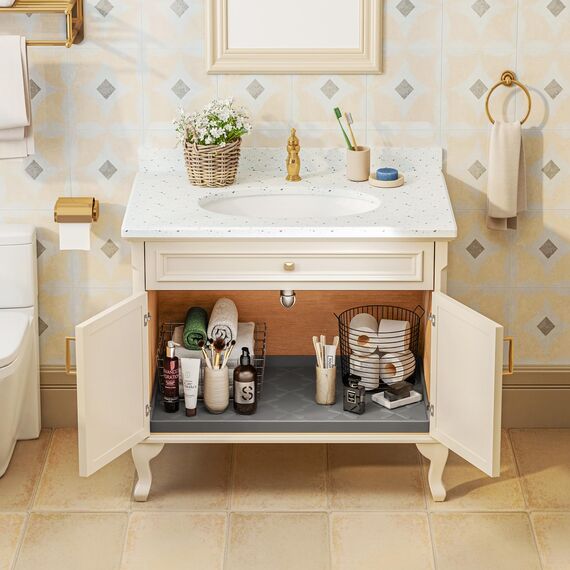 SIKADEER Unterbeckenmatte, 55,9 x 55,9 cm, Silikon-Regaleinlage für Küchenschrank, mit erhöhten Lippen, langlebiger Spülbeckenschutz für Küchenorganisatoren und Aufbewahrung, wasserdichte