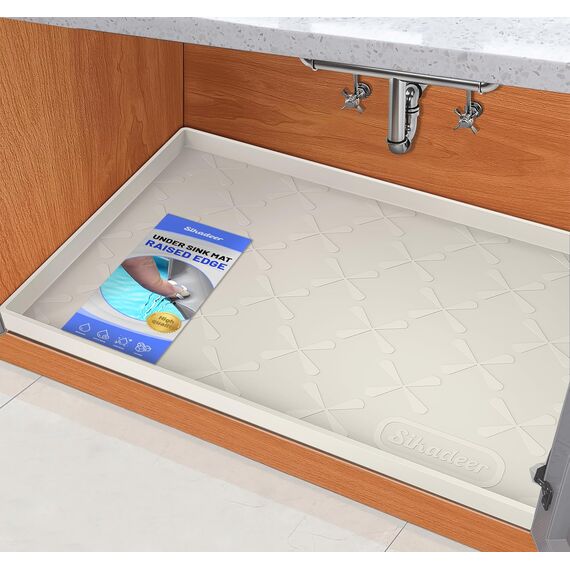 SIKADEER Untertischmatte für die Küche, wasserdicht, 86,4 x 55,9 cm, Silikon-Schrankeinlage für Badezimmer, unter der Spüle, Organizer mit erhöhtem Kantenschutz für Tropfen, Auslaufen, Verschütten,