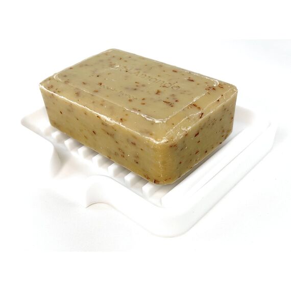 Happitasa Silikon-Seifenschale und Schwammhalter mit Abflussbehälter, Weiß, 13 x 10 cm, 2 Stück