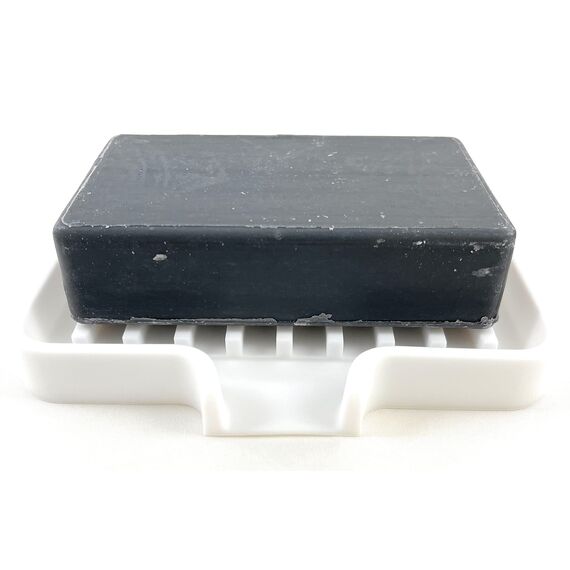 Happitasa Silikon-Seifenschale und Schwammhalter mit Abflussbehälter, Weiß, 13 x 10 cm, 2 Stück