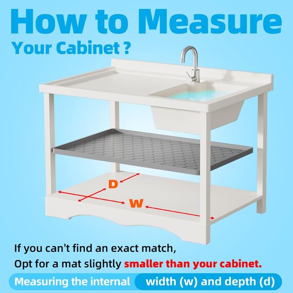 Winisok Wasserdichte Untertischmatte – 86,4 x 55,9 cm Schrankeinlage für Küche und Bad, Regal-Schutz, Silikon-Unterbeckenablage, Küchenschrank-Organizer und Aufbewahrungsspüle, Abtropfschale