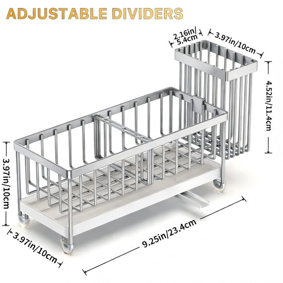 Cisily Schwammhalter für Küchenspüle, Edelstahl, silberfarben, mit hohem Bürstenhalter, Organizer, rostfreier Geschirr-Organizer, Seifenspender, Aufbewahrung, Küchenzubehör für Organisation