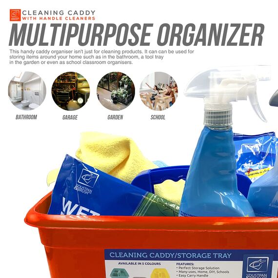 Aufbewahrungskorb mit Griff, ideal unter der Küchenspüle, für Reinigungsmittel, als Werzeugaufbewahrung Rot, 2 Stück