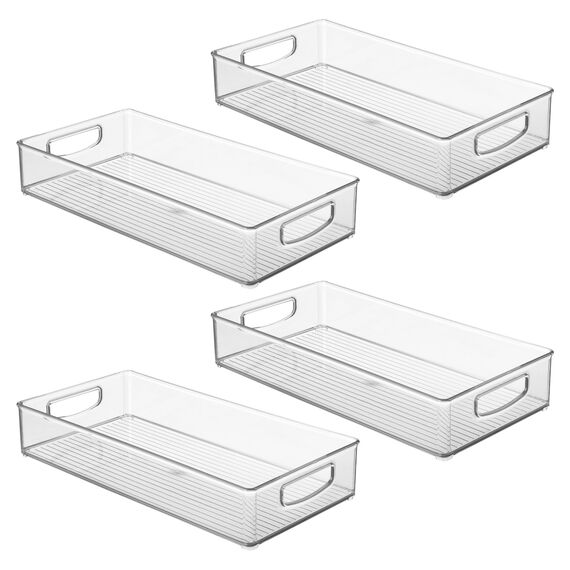 InterDesign iDesign Stapelbare Kunststoffbehälter mit Griffen, Aufbewahrungsbehälter für die Organisation der Küche, transparent, 4 Stück