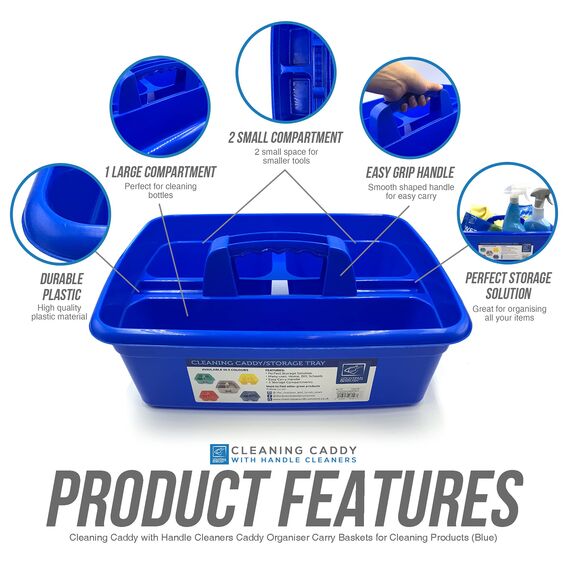 Aufbewahrungskorb mit Griff, ideal unter der Küchenspüle, für Reinigungsmittel, als Werzeugaufbewahrung Blau, 2 Stück