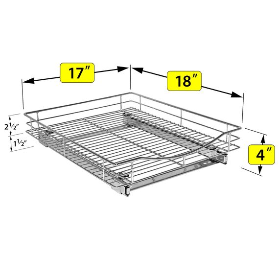LYNK PROFESSIONAL Slide Out Chrome Cabinet Organizer – ausziehbares Regal unter dem Schrank, Metall, 17" W x 18" D
