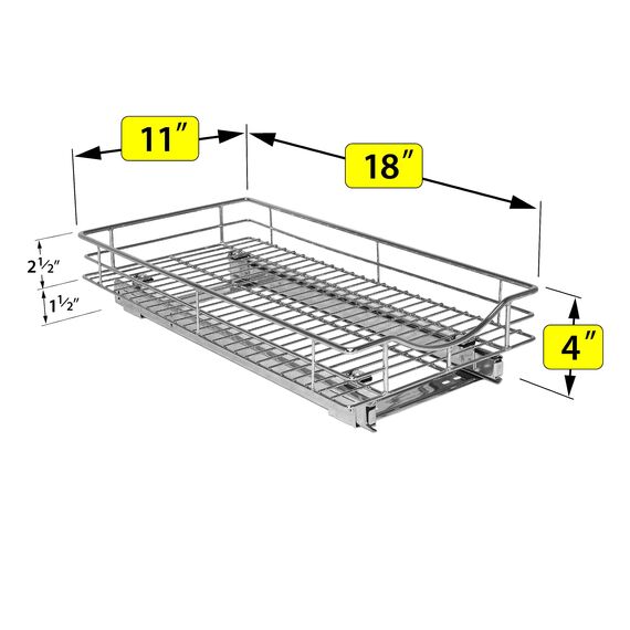 Lynk Professional Ausziehbares Regal unter dem Schrank, Metall, Chrom, 27,9 x 45,7 cm (B x T)