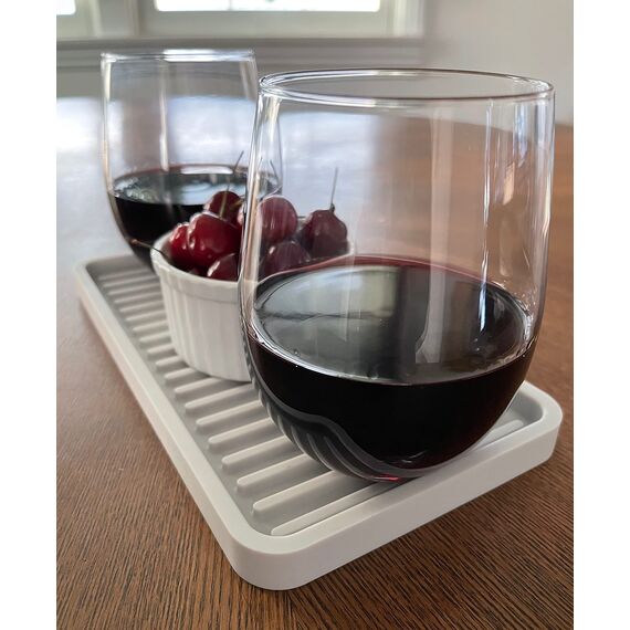 Happitasa Silikon-Küchenspüle, Schwammhalter und Arbeitsplattenschutz | gerade Linien Stil (weiß, 25,4 x 13,3 cm)