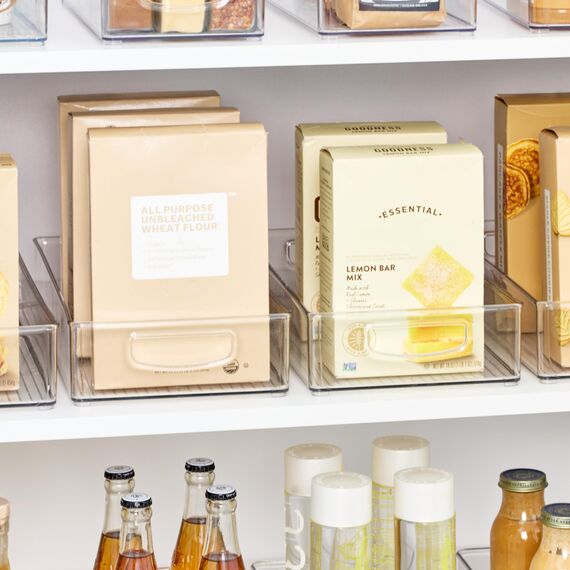 InterDesign iDesign Stapelbare Kunststoffbehälter mit Griffen, Aufbewahrungsbehälter für die Organisation der Küche, transparent, 4 Stück