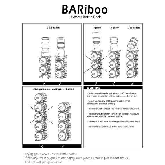 Bariboo Stapelbares Wasserflaschen-Aufbewahrungsregal, beste Wasserkrüge, 1,8 l, Krughalter für Küche, Schrank und Büro, verstärktes Polypropylen (Silber, 3 Plus Regal)