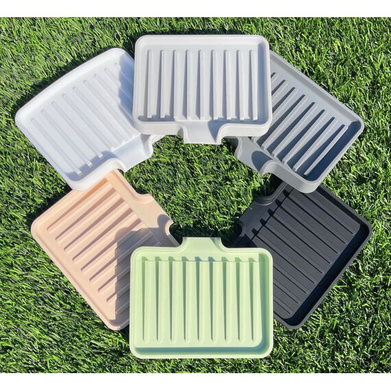 Happitasa Silikon-Seifenschale und Schwammhalter mit Abfluss-Chute, 2 Stück (Sand-Dollar, 13 x 10 cm)