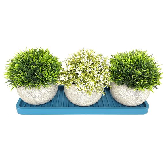 Happitasa Silikon-Küchenspüle-Organizer, Schwammhalter und Arbeitsplattenschutz, gerade Linien-Stil (hellgrau, 30,5 x 10,2 cm)