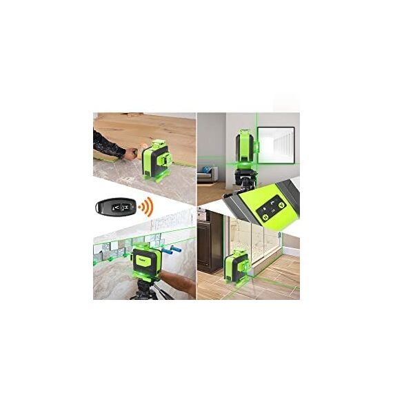 Huepar 904DG 4x360 Laserniveau Selbstnivellierend 16 Linien Grüner Strahlen 4D Kreuzlinien Fliesen Boden Laserwerkzeug-Horizontale & vertikale Laserlinien mit Fernbedienung,magnetische Halterung
