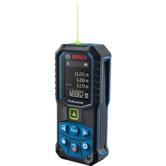 Bosch Professional Laser-Entfernungsmesser GLM 50-25 G (grüner Laser, Reichweite: bis zu 50 m, robust, IP65, ± 1,5 mm*, 2X AA-Batterie, Schlaufe, Tasche)