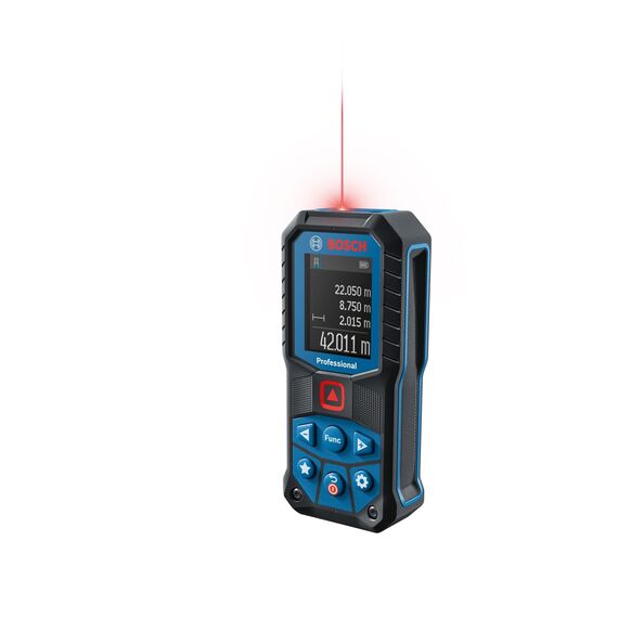 Bosch Professional Laser-Entfernungsmesser GLM 50-22 (Reichweite: bis zu 50 m, robust, IP65, ± 1,5 mm*, 2X AA-Batterie, Schlaufe, Tasche)