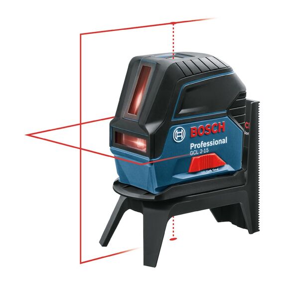 Bosch Professional Kreuzlinienlaser GCL 2-15 mit Halterung, 3x AA Batterien, Zieltafel, Schutztasche, Einlage für L-BOXX, Karton (Arbeitsbereich: 15m)