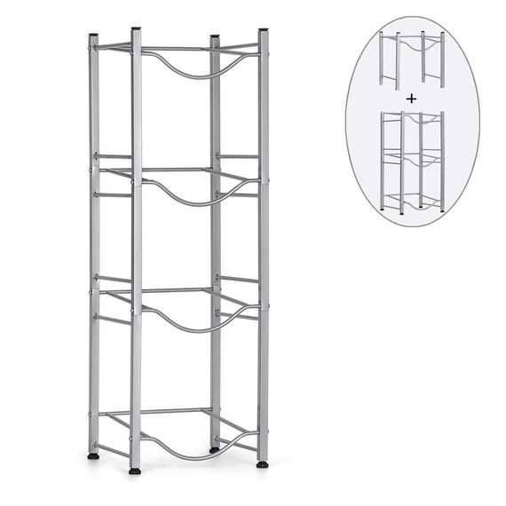 LIANTRAL Wasserkühler, Krugständer, 1,8 l Wasserkrughalter, Wasserflaschenaufbewahrungsregal, 5 Gallonen Wasserflaschenhalter, Wasserkrughalter, 4 Ebenen, Silber