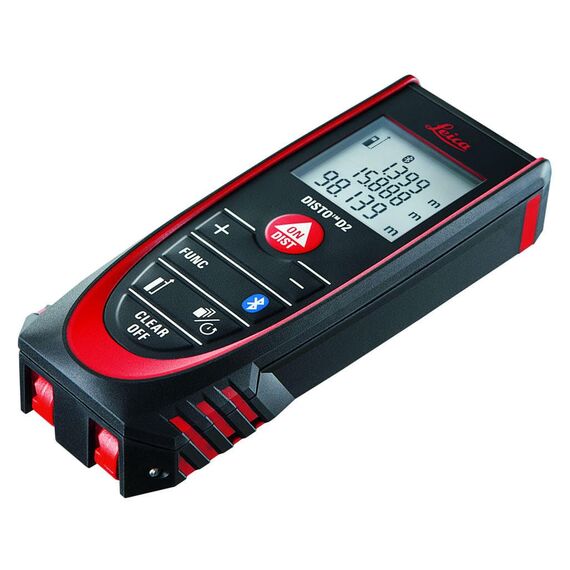 Leica DISTO D2 – funktioneller Laser Entfernungsmesser mit Bluetooth (App-Nutzung) für Distanz-, Flächen- und Volumenmessungen (Innenbereich & automatische Endstückerkennung)