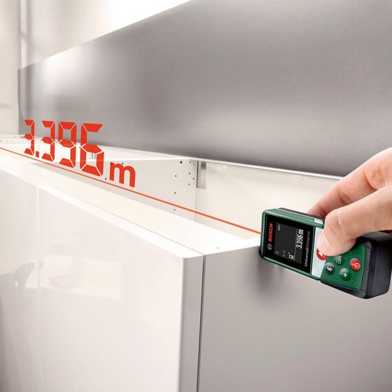 Bosch Laserentfernungsmesser UniversalDistance 40C (Distanz bis 40m präzise messen, Bluetooth-Konnektivität, Messfunktionen, im E-Commerce Karton)