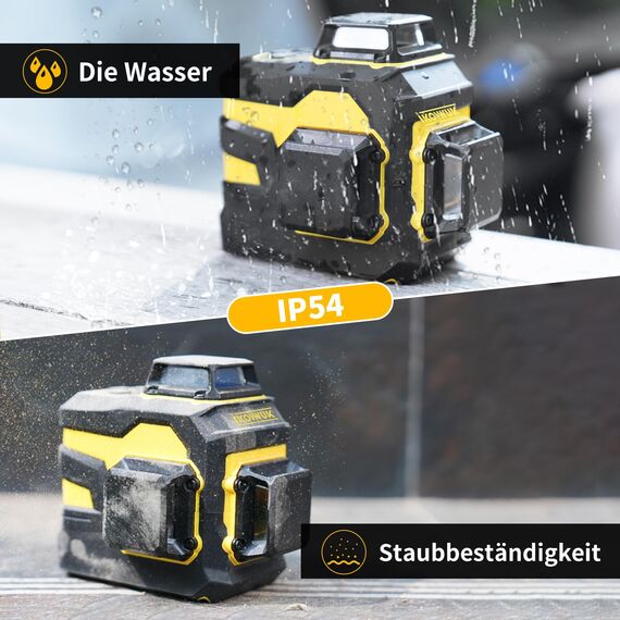Kreuzlinienlaser,Laser Wasserwaage 3x360 Grad, Linienlaser Grün Kreuzlaser Selbstnivellierend Nivelliergerät Baulaser 3D,bis zu 8 Stunden mit wiederaufladbarer Batterie für Innenbereich Baustelle