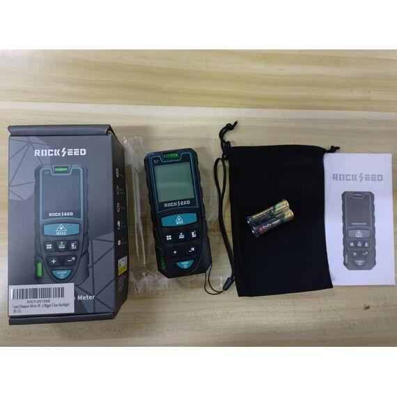 Laser-Entferungsmesser 50M,RockSeed Digitaler Lasermessgerät mit 2 Blasenebenen,Tragbarer Lasermessgerät M/In/Ft Einheit Hintergrundbeleuchtetes LCD zur Messung Entfernung/Fläche/Volumen/Pythagorean
