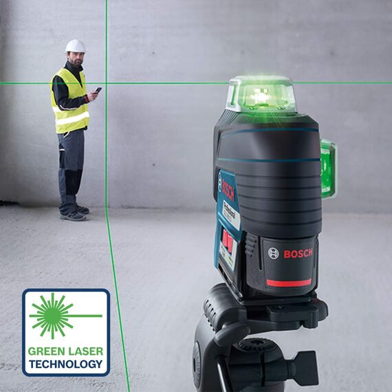 Bosch Professional 12V System Linienlaser GLL 3-80 CG (2x Akku 12 V, Ladegerät, grüner Laser, mit App-Funktion, Universalhalterung, Arbeitsbereich: bis 30 m, in L-BOXX) – Amazon Exclusive Set