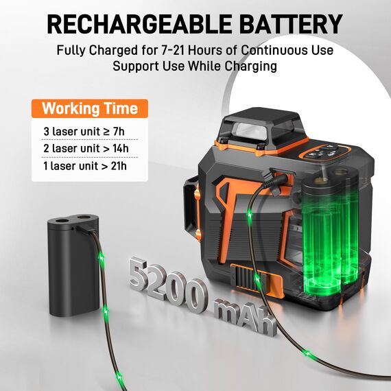Kreuzlinienlaser GOCHIFIX 3x360 12 Linien Grün Selbstnivellierend Laser Wasserwaage mit Wiederaufladbarer 5,2Ah Batterie Fernbedienung Impulsmodus IP54 für Heimwerker und verschiedene Baustelle
