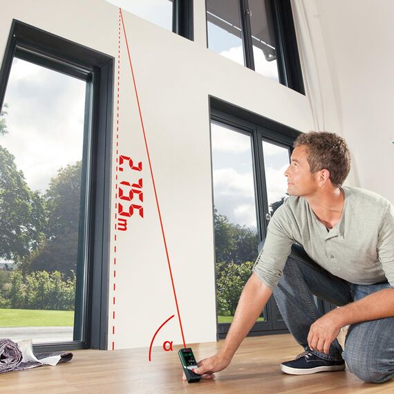 Bosch Laserentfernungsmesser AdvancedDistance 50C (Distanz bis 50m präzise messen, Touch-Display, Messfunktionen mit integrierter Hilfe, im E-Commerce Karton)