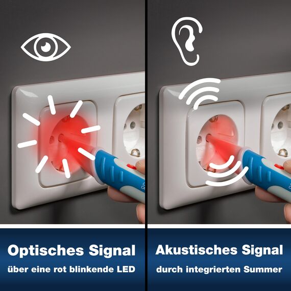 PeakTech P 1030 AC Spannungsprüfer berührungslos [+LED Signal Lampe & Vibration] 50-1000 V AC Betriebsbereich,Leitungssuchgerät,Leitungssucher,Phasenprüfer,Stromprüfer,Leitungsfinder,157x26mm