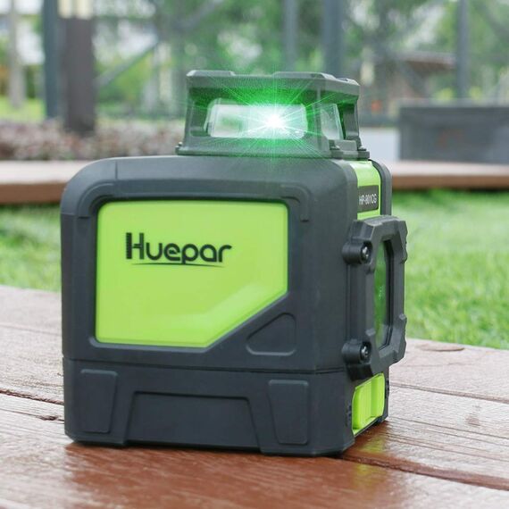Huepar 901CG 1 x 360 Kreuzlinienlaser Grün, 360 Grad Linienlaser Selbstnivellierenden Laser Level mit Pulsfunktion, Umschaltbar 360° Horizontaler Linie, 25m Arbeitsbereich, inkl. Magnetische Halterung