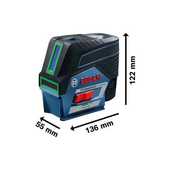 Bosch Professional 12V System Kreuzlinienlaser GCL 2-50 CG (1x Akku 12V + Ladegerät, grüner Laser, Innenbereich, mit App-Funktion und Halterung, sichtbarer Arbeitsbereich: bis 20 m, in L-BOXX)