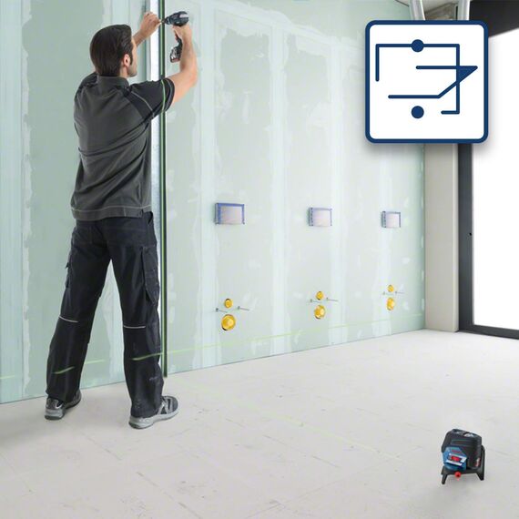 Bosch Professional 12V System Kreuzlinienlaser GCL 2-50 CG (1x Akku 12V + Ladegerät, grüner Laser, Innenbereich, mit App-Funktion und Halterung, sichtbarer Arbeitsbereich: bis 20 m, in L-BOXX)