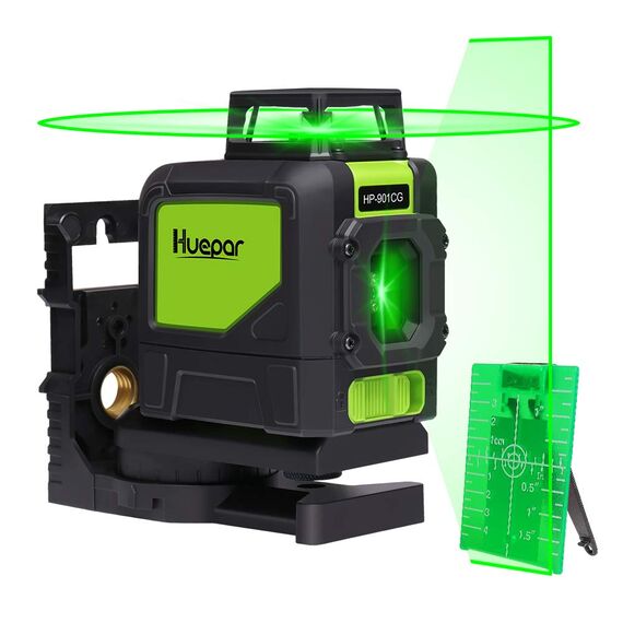 Huepar 901CG 1 x 360 Kreuzlinienlaser Grün, 360 Grad Linienlaser Selbstnivellierenden Laser Level mit Pulsfunktion, Umschaltbar 360° Horizontaler Linie, 25m Arbeitsbereich, inkl. Magnetische Halterung