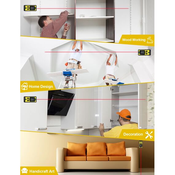 Olufey Laser Entfernungsmesser 70m, Digitales Laser Entfernungsmesse mit LCD Hintergrundbeleuchtung, ±2mm Genauigkeit, Pythagoras/Abstand/Fläche/Volumen Messungen, 2 AAA Batterien