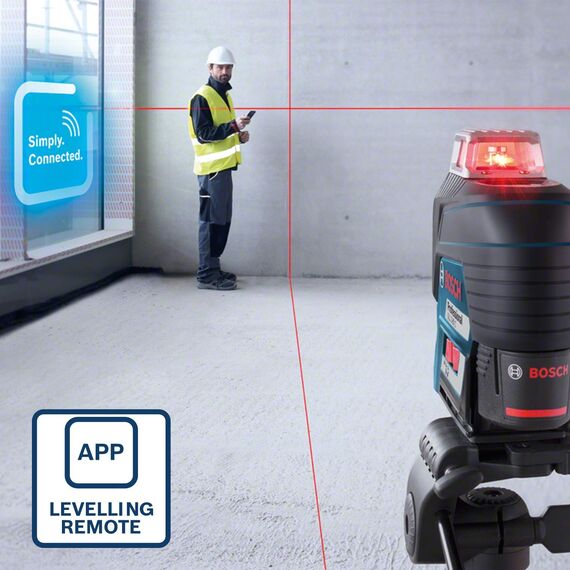 Bosch Professional 12V System Linienlaser GLL 3-80 C (1x Akku 12V, Universalhalterung BM 1, m. App-Funktion, roter Laser, Innenbereich, max. Arbeitsbereich: 30 m, Tasche, in L-BOXX)