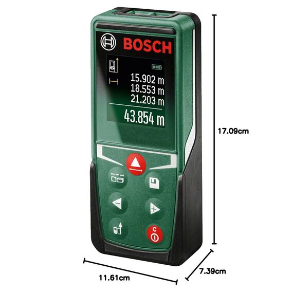 Bosch Laserentfernungsmesser UniversalDistance 50 (Distanz bis 50m präzise messen, Messfunktionen, Speicherfunktion)