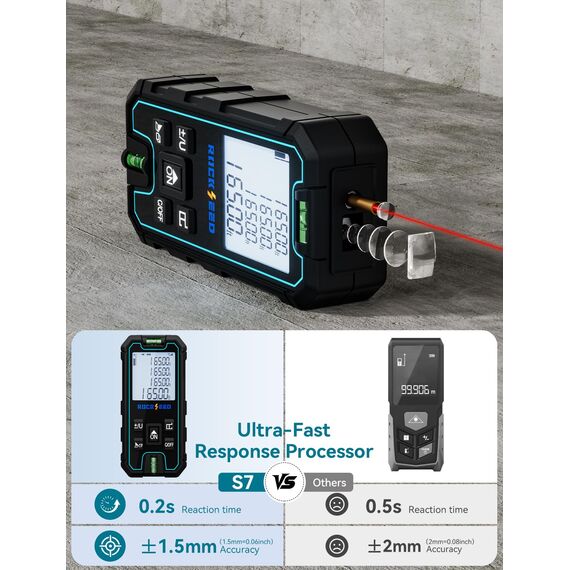 RockSeed Lasermessung, 100 m, tragbarer genauer Laser-Entfernungsmesser, digitales Entfernungsmesswerkzeug mit 2 Wasserwaagen, Laser-Entfernungsmessung mit m/in/ft/ft+in Umwandlung