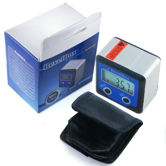 GAIN EXPRESS Digitaler Winkelmesser, Digital Wasserwaage Bevel Box mit LCD Display, IP54 Digitaler Winkelmesser Neigungsmesser 360°-Flip-Screen (Batterie enthalten)