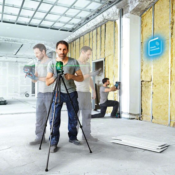 Bosch Professional 12V System Kreuzlinienlaser GCL 2-50 CG (1x Akku 12V + Ladegerät, grüner Laser, Innenbereich, mit App-Funktion und Halterung, sichtbarer Arbeitsbereich: bis 20 m, in L-BOXX)