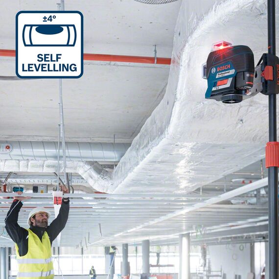 Bosch Professional 12V System Linienlaser GLL 3-80 C (1x Akku 12V, Universalhalterung BM 1, m. App-Funktion, roter Laser, Innenbereich, max. Arbeitsbereich: 30 m, Tasche, in L-BOXX)