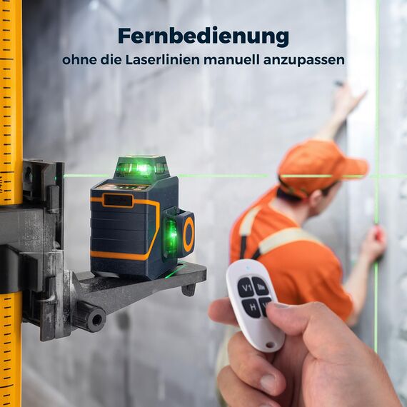 CIGMAN Kreuzlinienlaser Grün 3 x 360 Grad Laser Wasserwaage Nivellierlaser mit wiederaufladbarer Lithiumbatterie und Fernbedienung, einstellbare Helligkeit zum Energiesparen, CM701SE