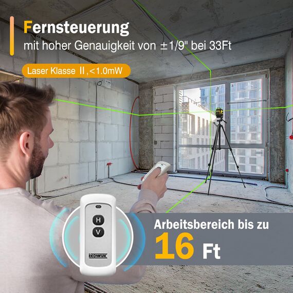 Kreuzlinienlaser mit Stativ,3 x 360°Laser Wasserwaage Selbstnivellierend,Linienlaser mit Teleskopstativ für Verlegung Bodenfliesen, Installation Trennwänden Kreuzlinienlaser Grün