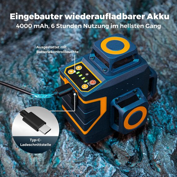 CIGMAN Kreuzlinienlaser Grün 3 x 360 Grad Laser Wasserwaage Nivellierlaser mit wiederaufladbarer Lithiumbatterie und Fernbedienung, einstellbare Helligkeit zum Energiesparen, CM701SE