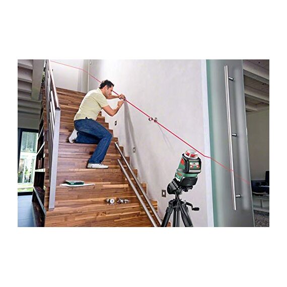 Bosch Home and Garden Kreuzlinienlaser PLL 360 Set (Stativ, Halterung, 4x AA-Batterien, Schutzasche, Arbeitsbereich 20 m, Messgenauigkeit ± 0,4 mm/m), 603663001, Schwarz, Grün